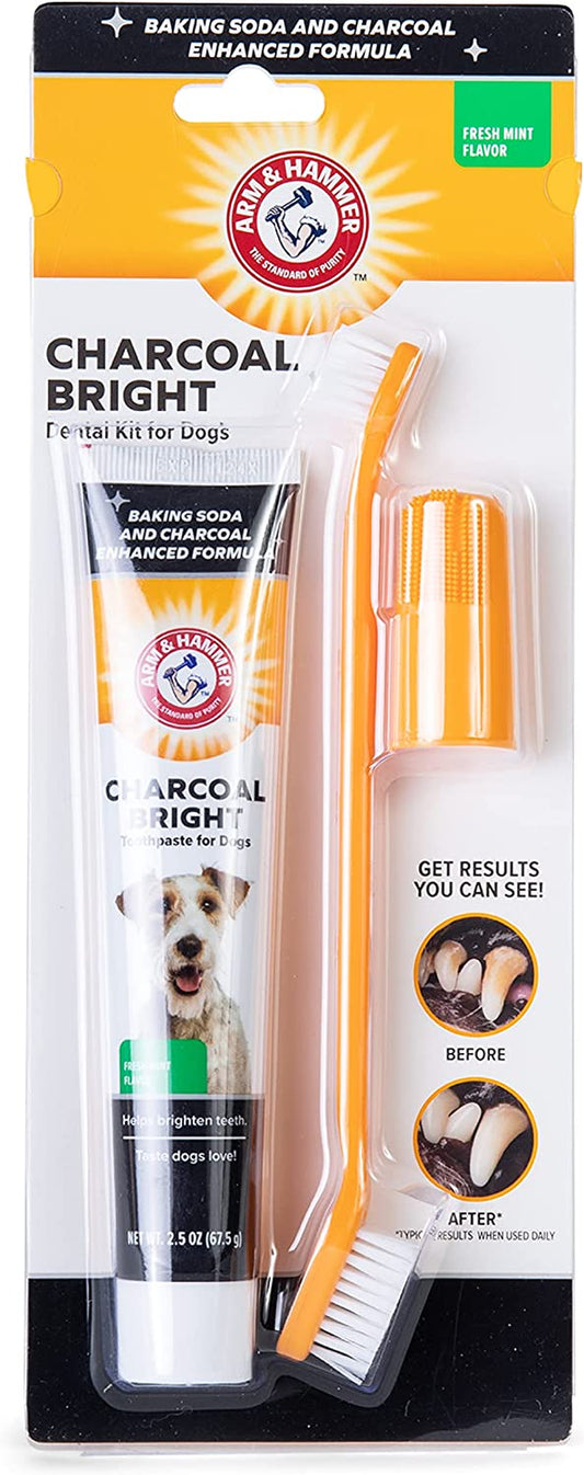 for Pets Dog Dental Care Fresh Breath Kit | Includes  Baking Soda Dog Toothpaste and Dog Toothbrush | Dog Plaque Removal Kit, Mint